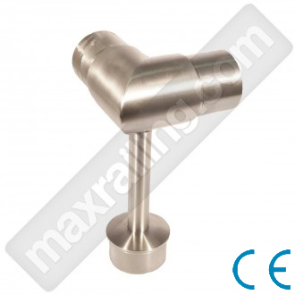  Права връзка  за тръба ф42,4х2мм. към тръба 42,4мм. с ъгъл 90°. Неръждаема стомана AISI 304. Сатенирана.