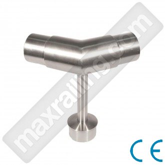 Права връзка  за тръба ф42,4х2мм. към тръба 42,4мм. с ъгъл 135°. Неръждаема стомана AISI 304. Сатенирана.